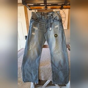 Men's Liberty Relaxed Taper Fit Distressed Blue Jeans